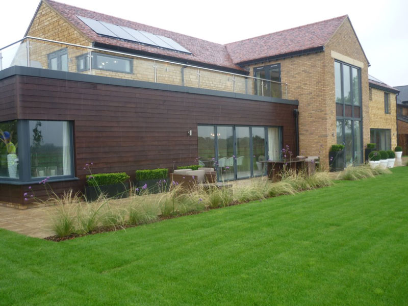Show home, London. Planting, grasses and pots